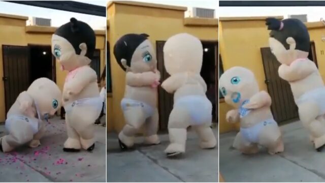 Hacen carrera de botargas para revelar el sexo del bebÃ©
