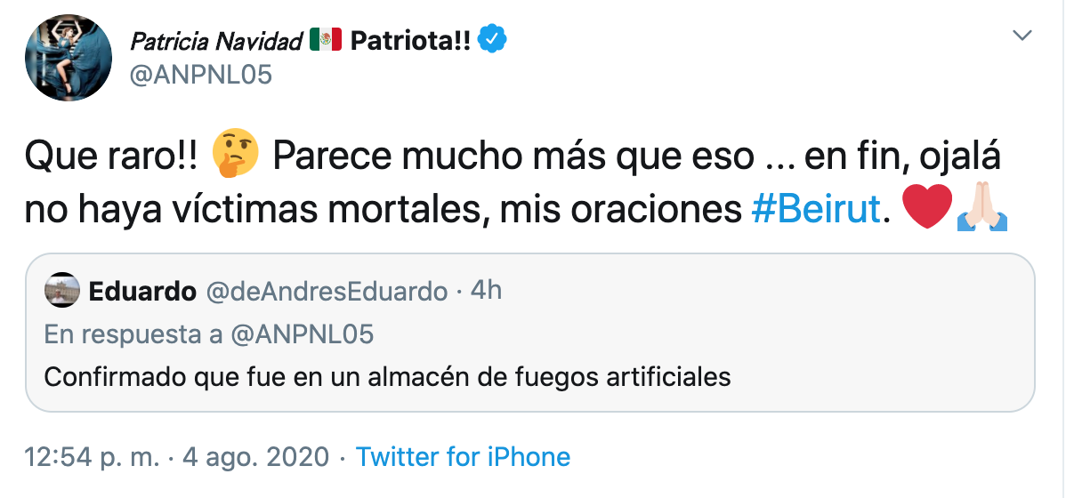 Critican a Paty Navidad por describir la explosión de Beirut como "juegos maquiavélicos