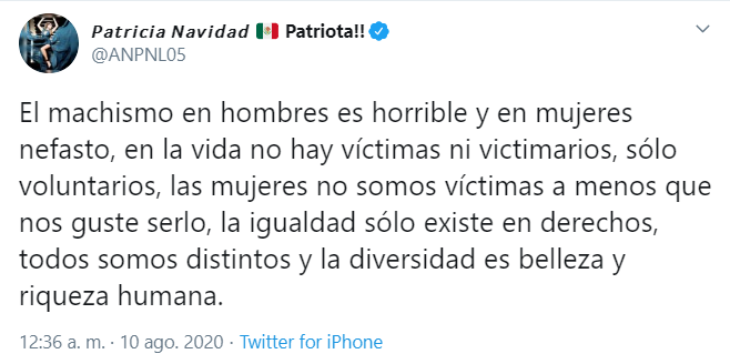 Paty Navidad dice que violencia a mujeres es porque se dejan