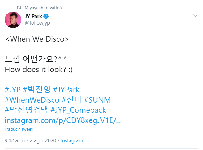 Sunmi anuncia When We Disco su canción con JY Park