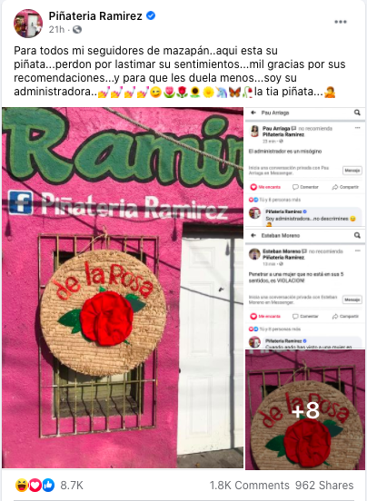 Tunden a la Piñatería Ramírez por comentarios machistas