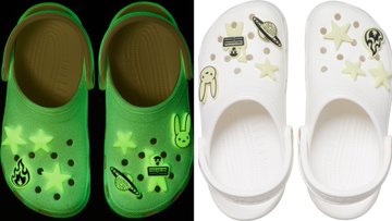 Crocs de Bad Bunny verdes y blancos