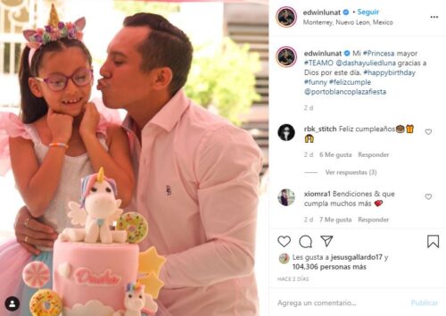 Edwin Luna en el cumpleaños de su hija Dasha