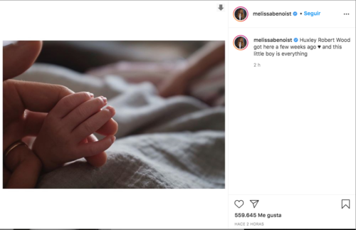 Melissa Benoist enseña foto mano hijo Instagram