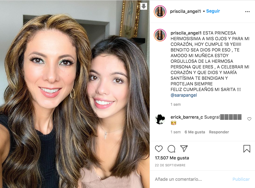Priscila le dedicó un mensaje a su hija, Sara