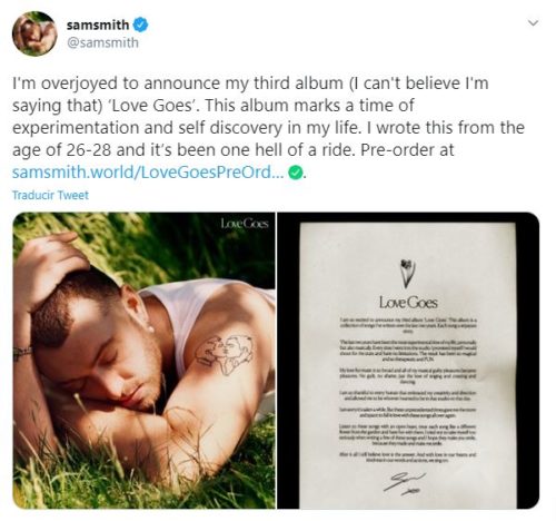 Comunicado Sam Smith Love Goes