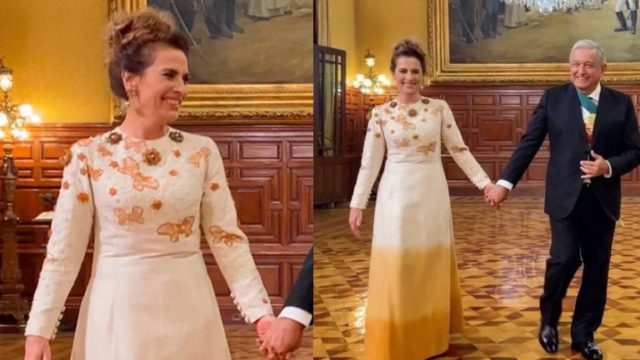 Beatriz Gutiérrez es criticada por su vestido el Grito de Independencia, aunque su diseño es mexicano