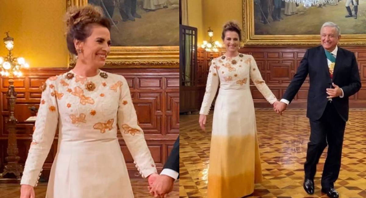 Beatriz Gutiérrez es criticada por su vestido el Grito de Independencia, aunque su diseño es mexicano