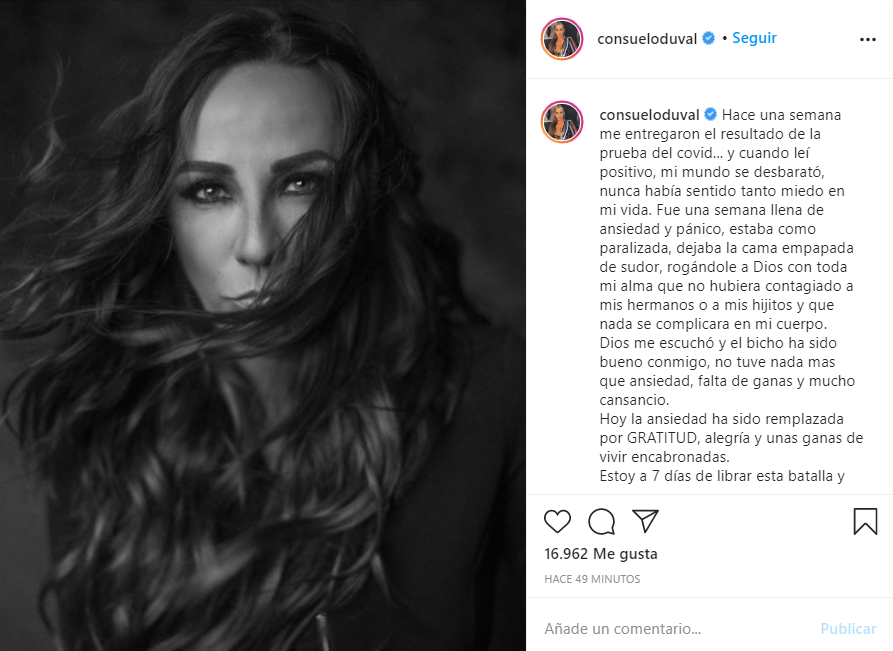 Consuelo Duval confirma que tiene Covid-19 tras varios días con síntomas