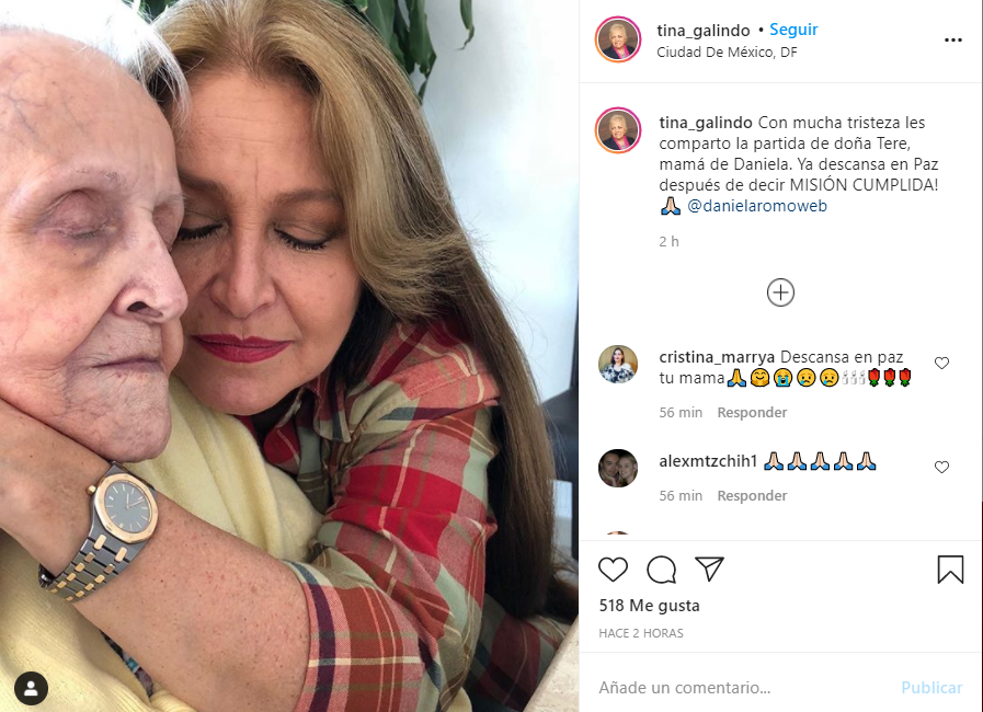 Muere la mamá de Daniela Romo a los 95 años de edad