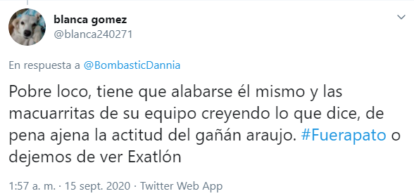 Exigen sacar de 'Exatlón' al Pato Araujo tras insultar a Cecilia Álvarez