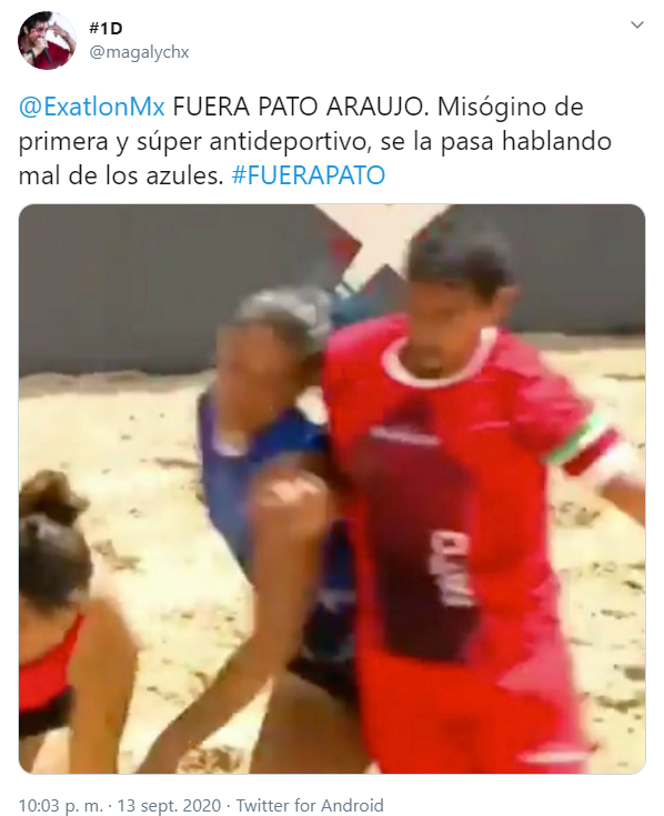 Exigen sacar de 'Exatlón' al Pato Araujo tras insultar a Cecilia Álvarez