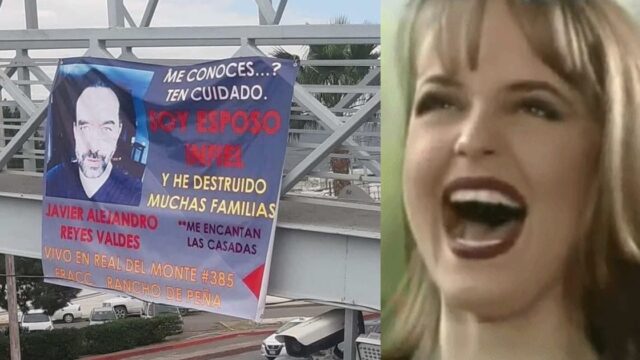 Exponen a esposo infiel con una manta colgada en puente de Saltillo