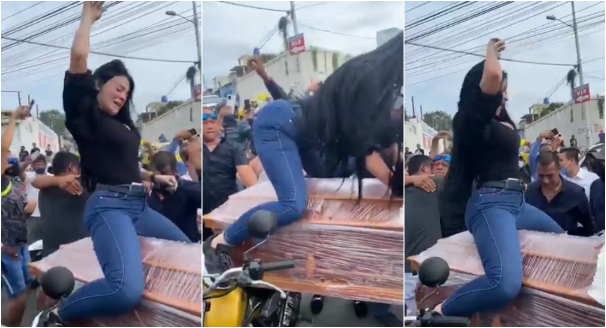 Mujer baila sobre ataÃºd de su esposo para cumplirle su Ãºltimo perreo
