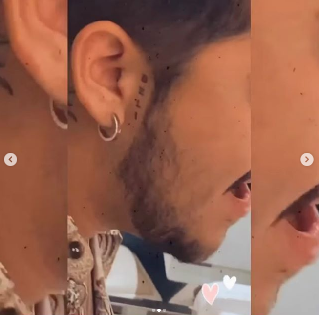 Christian Nodal se hace tatuaje del nombre y ojos de Belinda