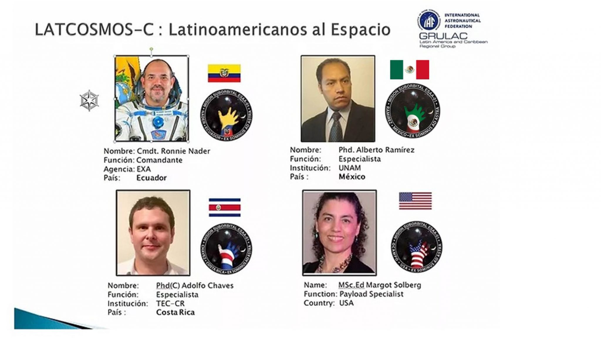 Profesor de la UNAM participará en la primera misión espacial latinoamericana de la historia