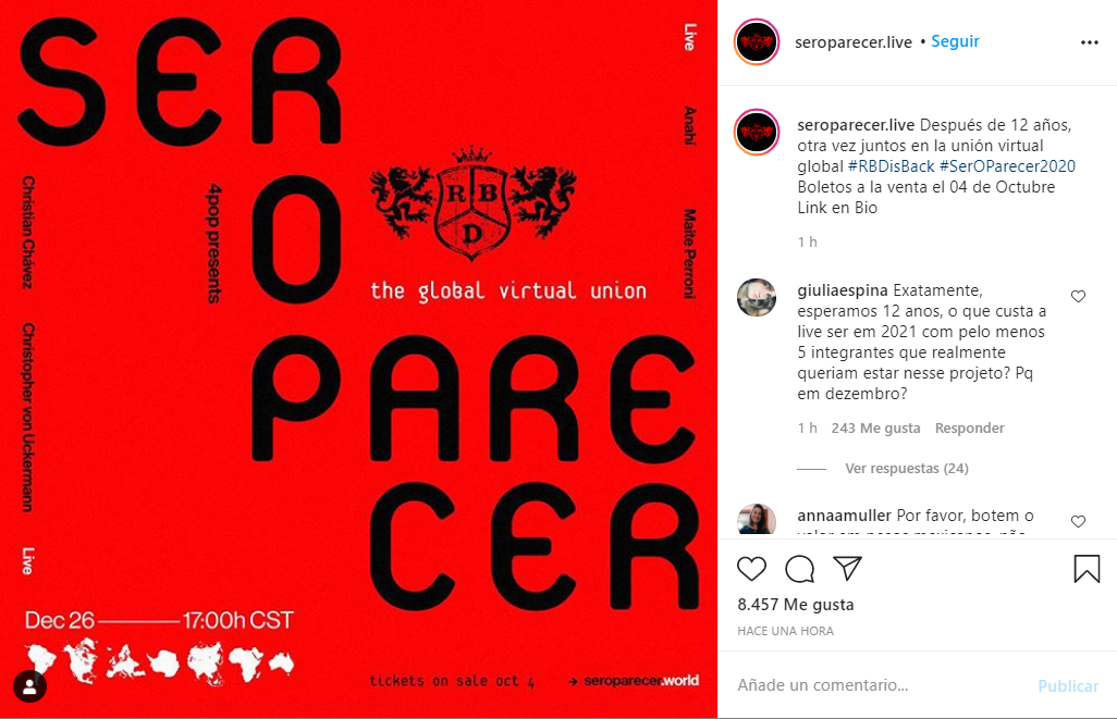 RBD anuncia la fecha de su concierto para su reencuentro