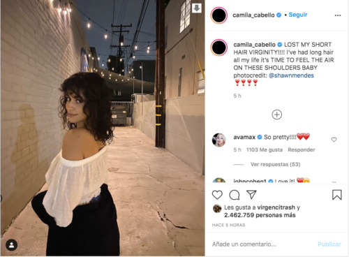 Camila Cabello nuevo corte de pelo en instagram