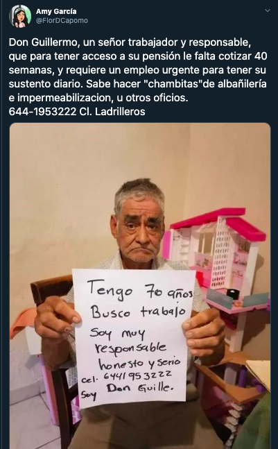 Abuelito busca trabajo para poderse jubilar dignamente