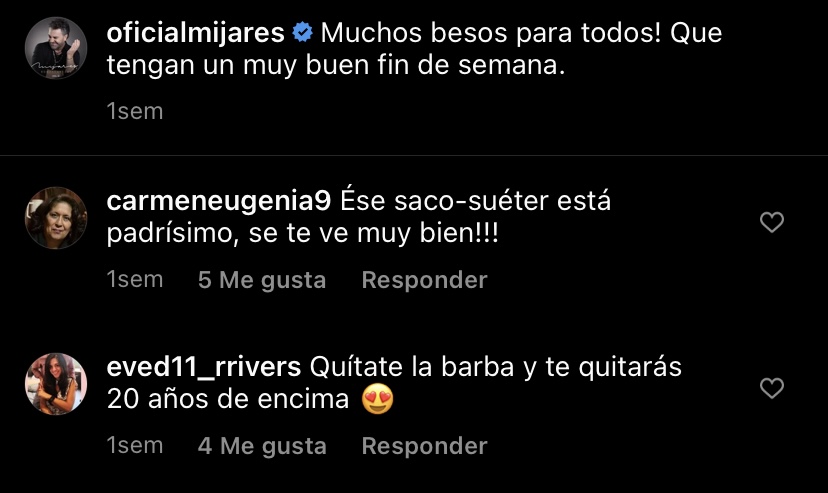 Fan le comenta a Manuel Mijares en instagram