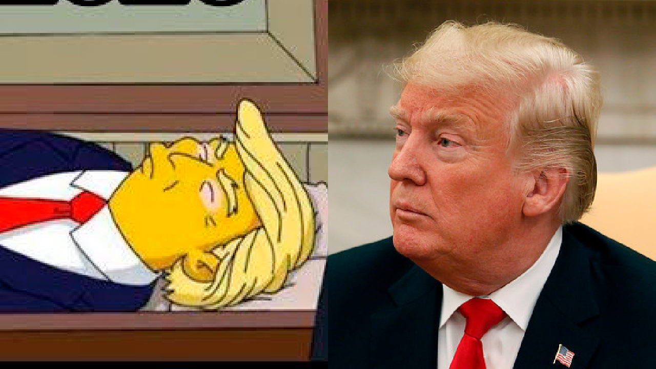 Donald Trump ve su ataúd en Los Simpons