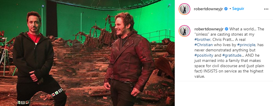 Robert Downey dejó un mensaje para Chris Pratt