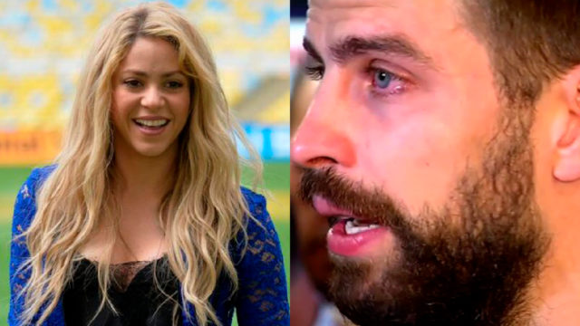 Shakira sonriendo y Piqué llorando por el falso matrimonio
