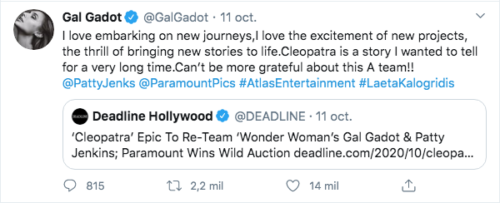 Gal Gadot habla de Cleopatra