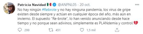Paty Navidad en twitter y el coronavirus