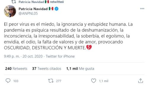 Paty Navidad habas de las mentiras en twitter
