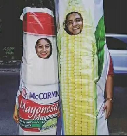 Disfraz pareja elote mayonesa