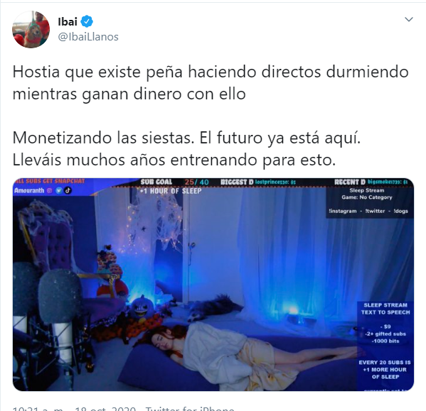 En Twitch una influencer gana dinero por dormir