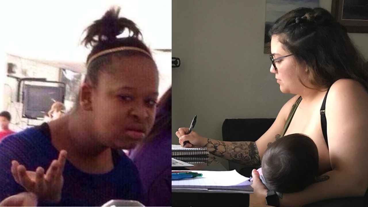 Marcella Mares amamantando a su bebÃ© en clase