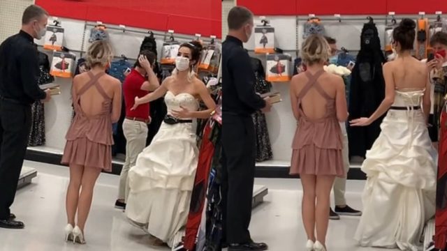 Mujer llega vestida de novia al trabajo de su novio y exige casarse