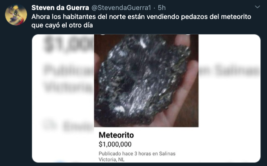venden meteorito Monterrey