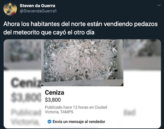 venden cenizas de meteorito Monterrey
