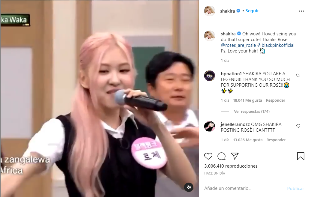 Rosé cantó el waka waka de Shakira y quieren colaboración con BLACKPINK