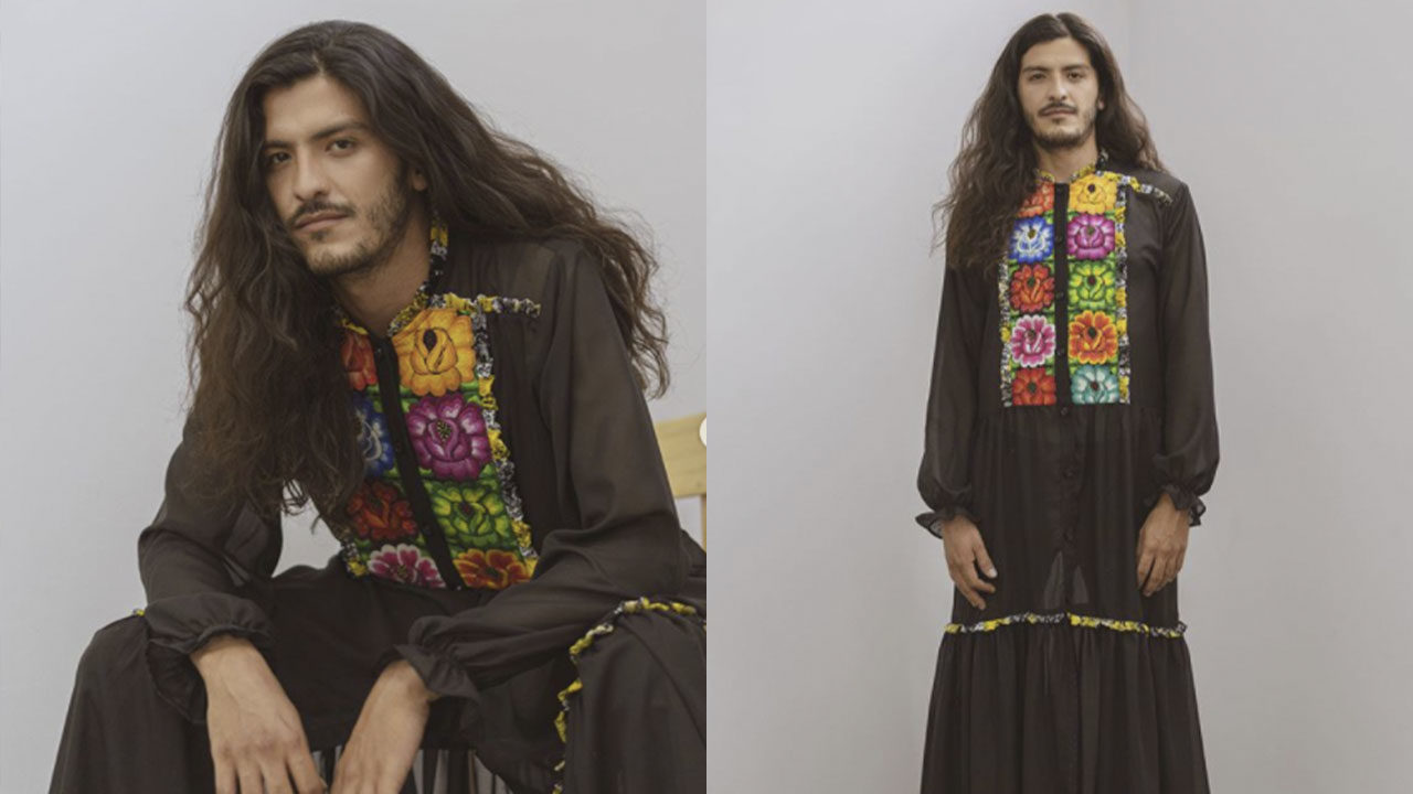 Crean vestido oaxaqueño con bordados indígenas para hombres