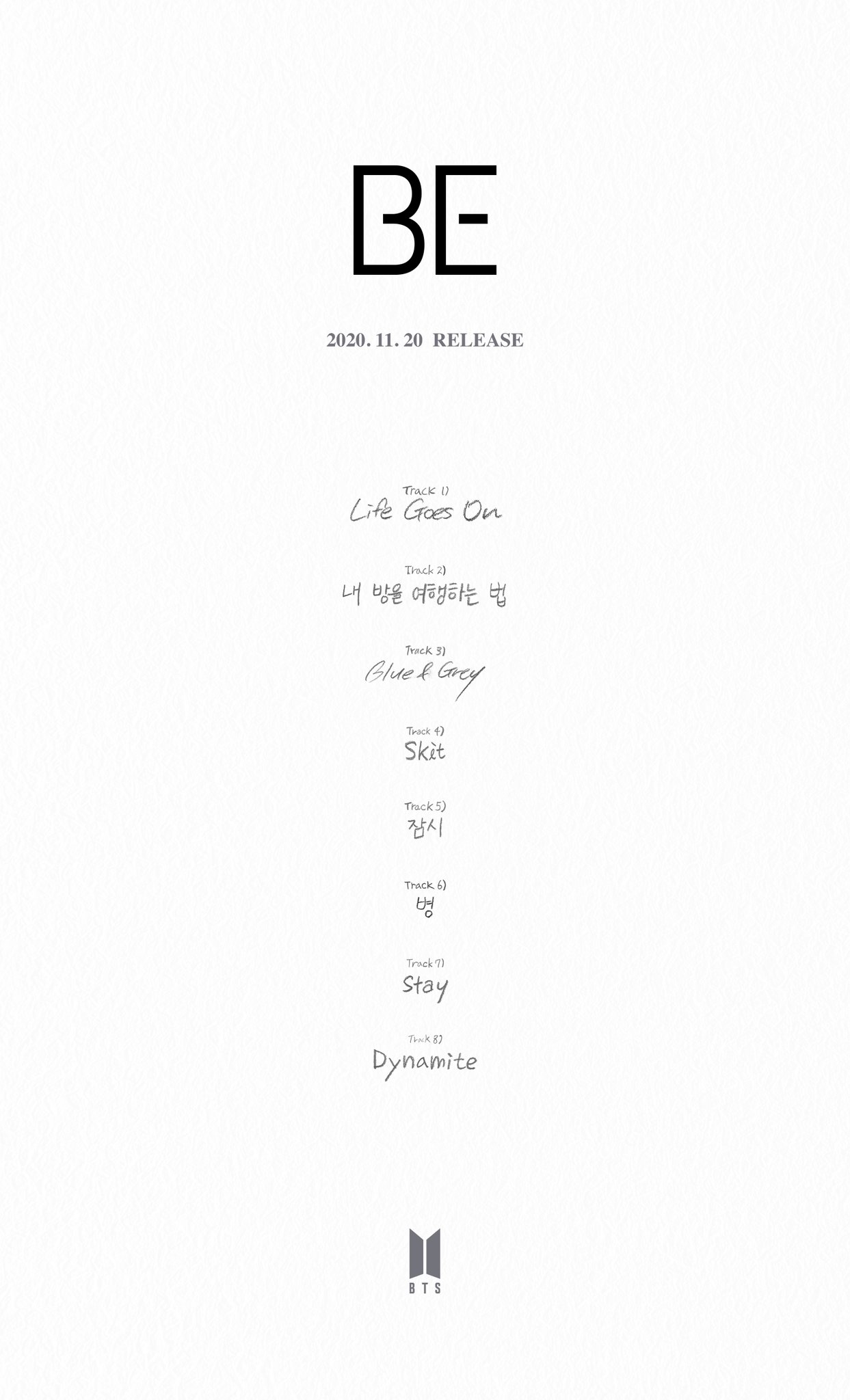 BTS revela las canciones de su próximo álbum BTS_BE