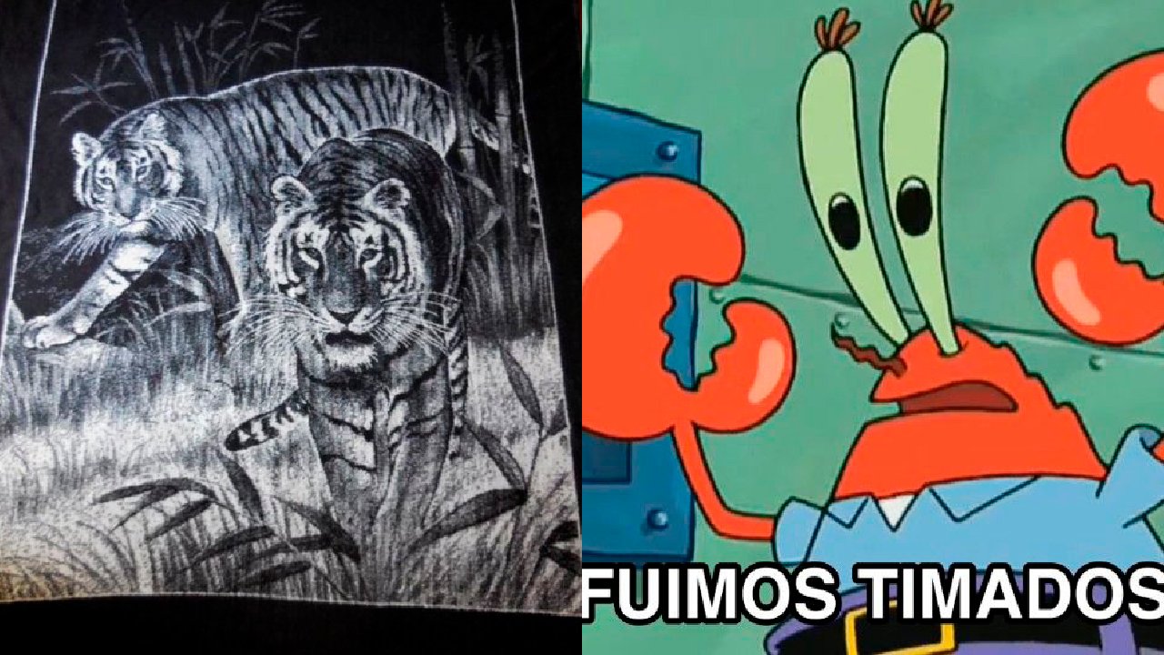 Cobijas de tigre con el meme de fuimos timados