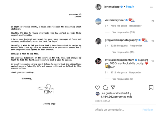Johnny Depp comunicado Animales fantásticos