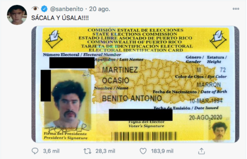 Tuit de Bad Bunny elecciones Puerto Rico