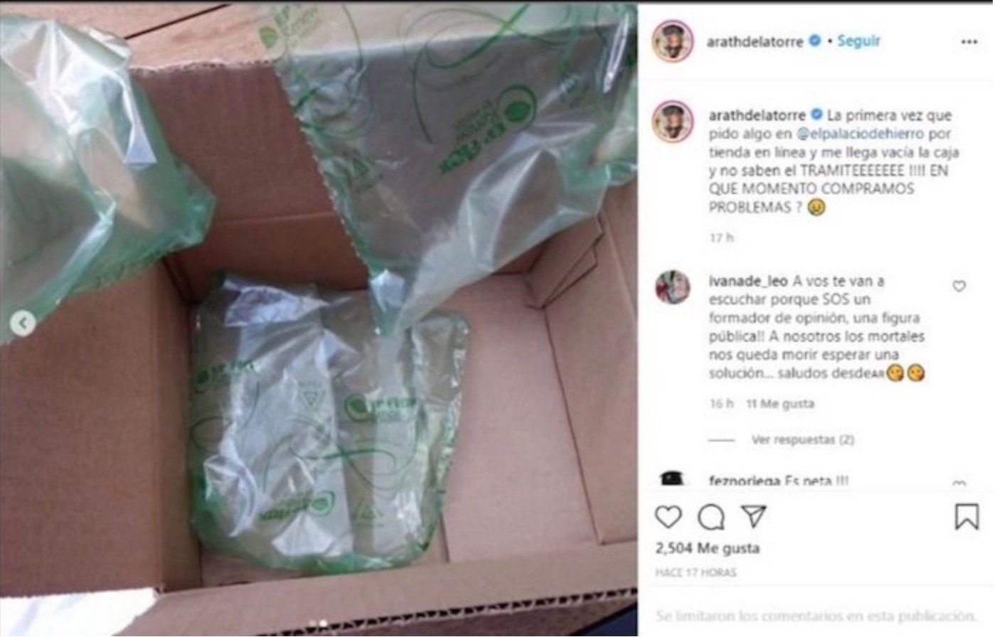 Arath de la Torre denuncia que compró un teléfono y le enviaron una caja vacía