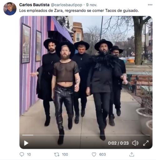 Meme empleados zara caminando por la calle
