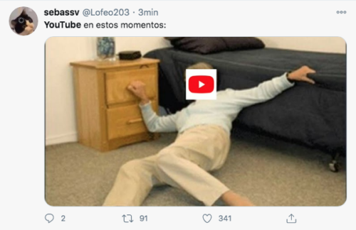 Meme Youtube caído como señora