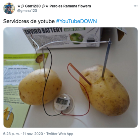 Meme servidores youtube con una papa