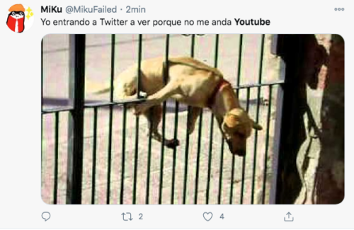 Meme twitter informado caída Youtube