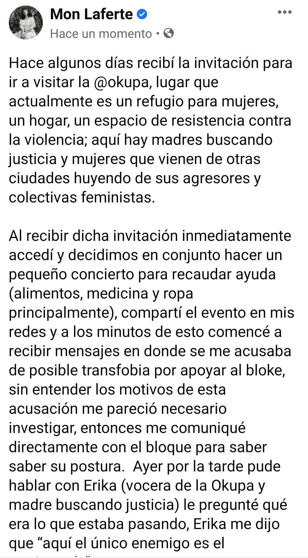Mon Laferte cancela concierto con colectivo feminista por transfóbicas