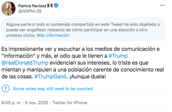 Tuit Paty navidad trump desinformación