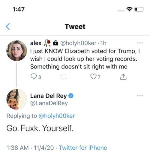 Tuit ofensivo de lana del rey contra fan